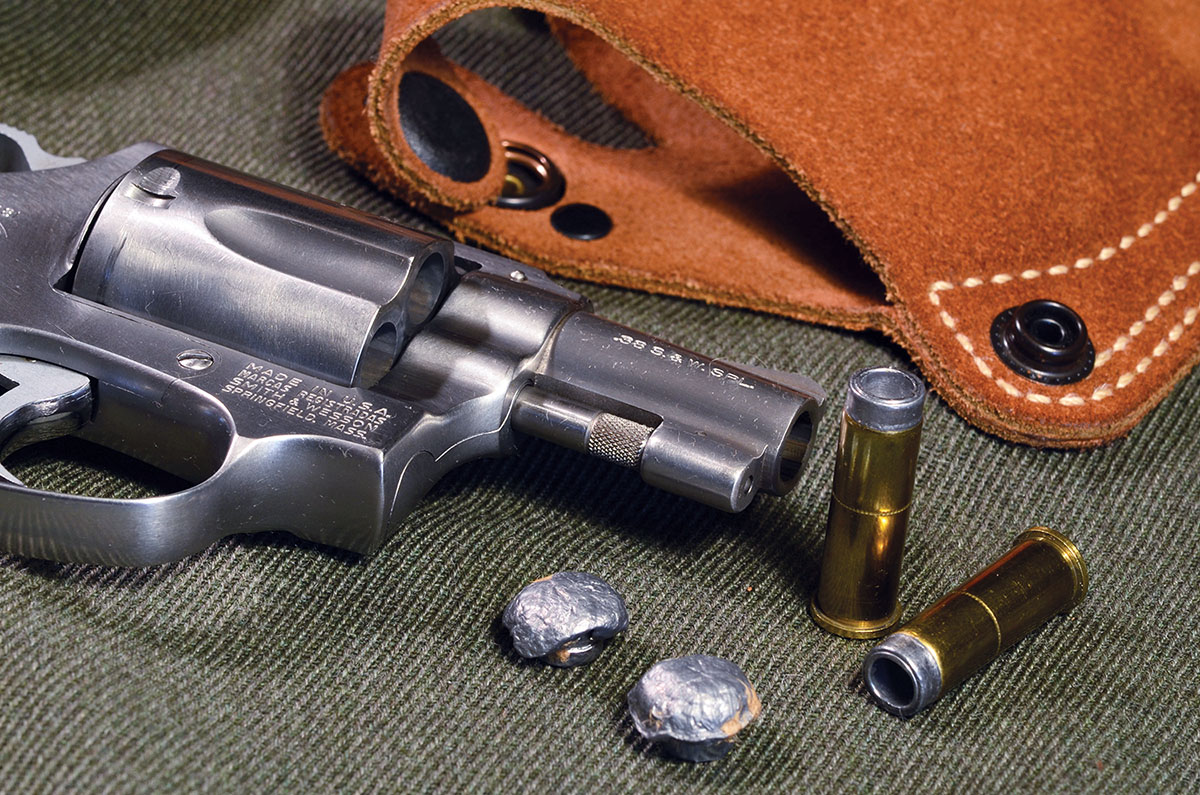 Man-Stopper bullets loaded in 38 Special for a Smith & Wesson Model 60 are shown with bullets recovered from a penetration box.